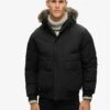 Superdry Everest Faux Fur Bomber Jacket In Jet Black For Men -Mens Out Fit Deals 207650368 1 jetblack