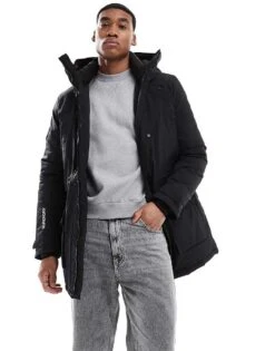 Superdry City Padded Parka Jacket In Black For Men