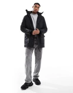 Superdry City Padded Parka Jacket In Black For Men -Mens Out Fit Deals 207650541 3