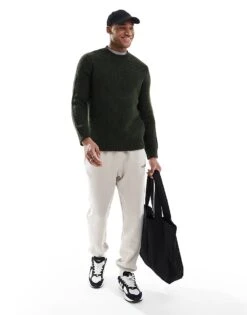 Superdry Merchant Textured Crew Jumper In Olive For Men -Mens Out Fit Deals 207650804 4