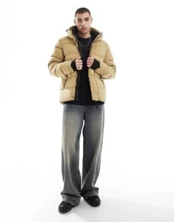 Superdry Hooded Microfibre Sport Puffer Jacket In Rock Stone For Men -Mens Out Fit Deals 207702733 3