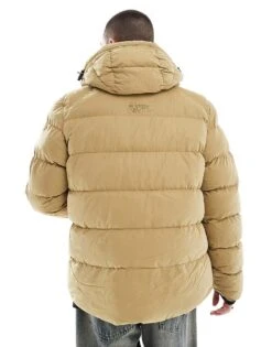 Superdry Hooded Microfibre Sport Puffer Jacket In Rock Stone For Men -Mens Out Fit Deals 207702733 4