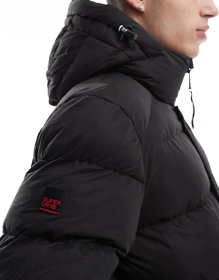 Superdry Hooded Microfibre Sport Puffer Jacket In Black For Men 4 Superdry Hooded Microfibre Sport Puffer Jacket In Black For Men - Image 2