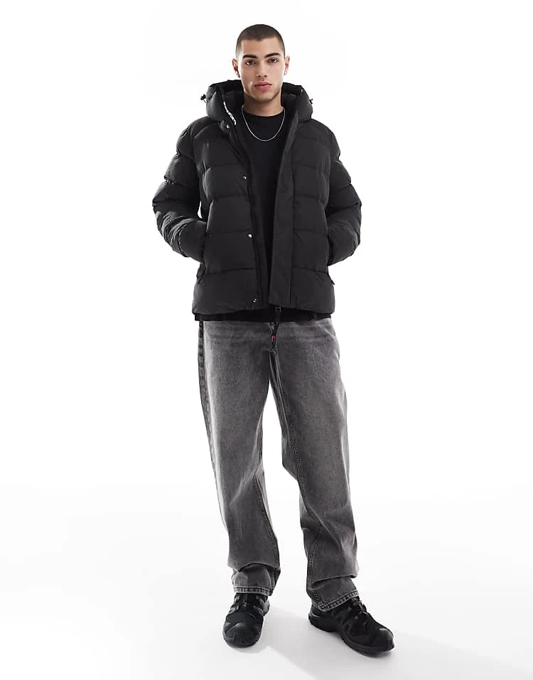 Superdry Hooded Microfibre Sport Puffer Jacket In Black For Men 6 Superdry Hooded Microfibre Sport Puffer Jacket In Black For Men - Image 4