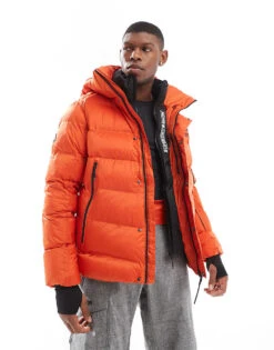 Superdry Ski Sport Puffer Jacket In Flame Orange For Men
