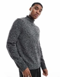 Superdry 90s Roll Neck Jumper In Black Marl For Men -Mens Out Fit Deals 207733952 1 blackmarl 1