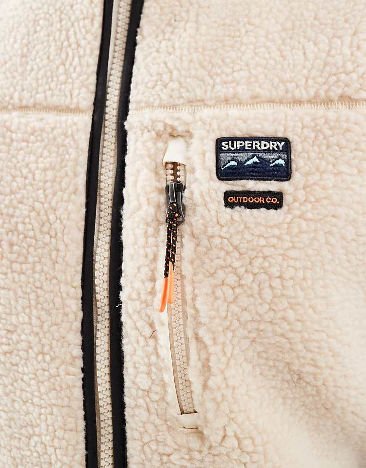 Superdry Outdoor Fleece Gilet In Oatmeal Beige For Men 6 Superdry Outdoor Fleece Gilet In Oatmeal Beige For Men - Image 4