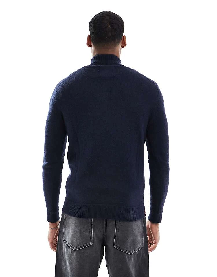 Superdry Essential Embroidered Knitted Half Zip Jumper In Navy Marl For Men 4 Superdry Essential Embroidered Knitted Half Zip Jumper In Navy Marl For Men - Image 2