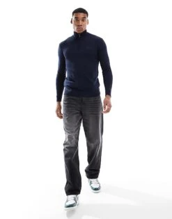 Superdry Essential Embroidered Knitted Half Zip Jumper In Navy Marl For Men 10 Superdry Essential Embroidered Knitted Half Zip Jumper In Navy Marl For Men -Mens Out Fit Deals 207821575 4