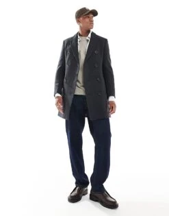 Superdry Merchant Town Coat In Black Herringbone For Men -Mens Out Fit Deals 207934718 1 blackherringbone 1