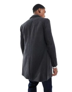 Superdry Merchant Town Coat In Black Herringbone For Men -Mens Out Fit Deals 207934718 4