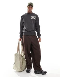 Superdry Vintage Athletic Crew Sweatshirt In Washed Black For Men