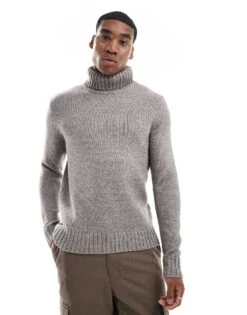 Superdry Brushed Roll Neck Jumper In Grey Quartz For Men -Mens Out Fit Deals 207961134 1 greyquartz 1