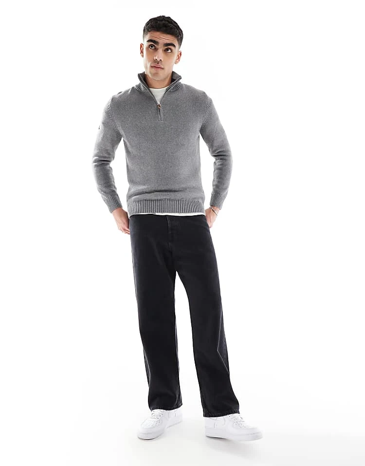 Superdry Cotton Classics Half-zip Knitted Jumper In Grey Marl For Men 6 Superdry Cotton Classics Half-zip Knitted Jumper In Grey Marl For Men - Image 4