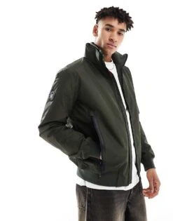 Superdry City Harrington Jacket In Army Khaki For Men