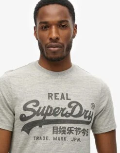 Superdry Vintage Logo T-shirt In Athletic Grey Marl For Men