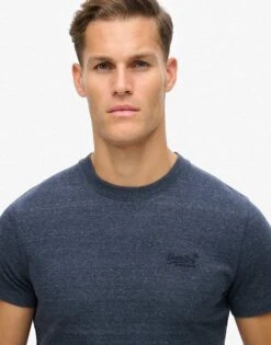Superdry Cotton Essential Logo T-shirt In Dark Indigo Blue Marl For Men