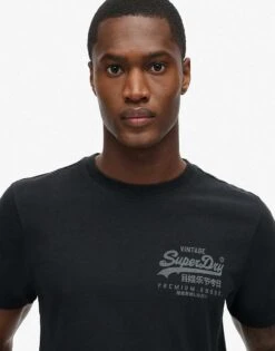 Superdry Vintage Logo Heritage Chest T-shirt In Nero Black Marl For Men -Mens Out Fit Deals 208279513 1 neroblackmarl 1