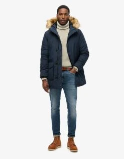 Superdry Hooded Everest Faux Fur Parka In Nordic Chrome Navy For Men -Mens Out Fit Deals 208279552 1 nordicchromenavy 1
