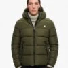 Superdry Hooded Sports Puffer Jacket In Dark Moss Green For Men -Mens Out Fit Deals 208279597 1 darkmossgreen
