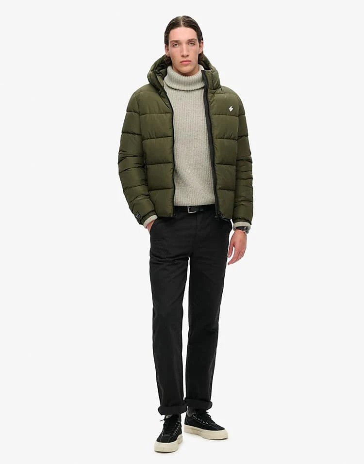 Superdry Hooded Sports Puffer Jacket In Dark Moss Green For Men 4 Superdry Hooded Sports Puffer Jacket In Dark Moss Green For Men - Image 2