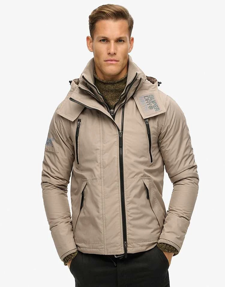 Superdry Hooded Mountain Sd Windbreaker Jacket In Deep Beige Slub For Men 4 Superdry Hooded Mountain Sd Windbreaker Jacket In Deep Beige Slub For Men - Image 2