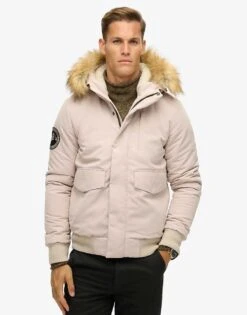 Superdry Hooded Everest Puffer Bomber Jacket In Chateau Gray For Men -Mens Out Fit Deals 208279652 1 chateaugray 1