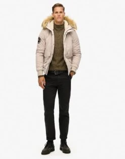 Superdry Hooded Everest Puffer Bomber Jacket In Chateau Gray For Men -Mens Out Fit Deals 208279652 2
