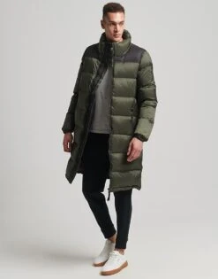Superdry Longline Down Puffer Coat In Dark Moss For Men -Mens Out Fit Deals 208279779 1 darkmoss 1