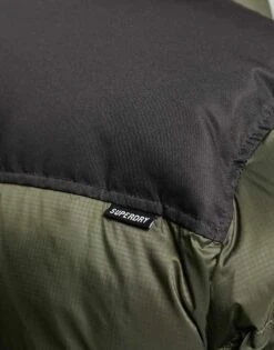 Superdry Longline Down Puffer Coat In Dark Moss For Men -Mens Out Fit Deals 208279779 4