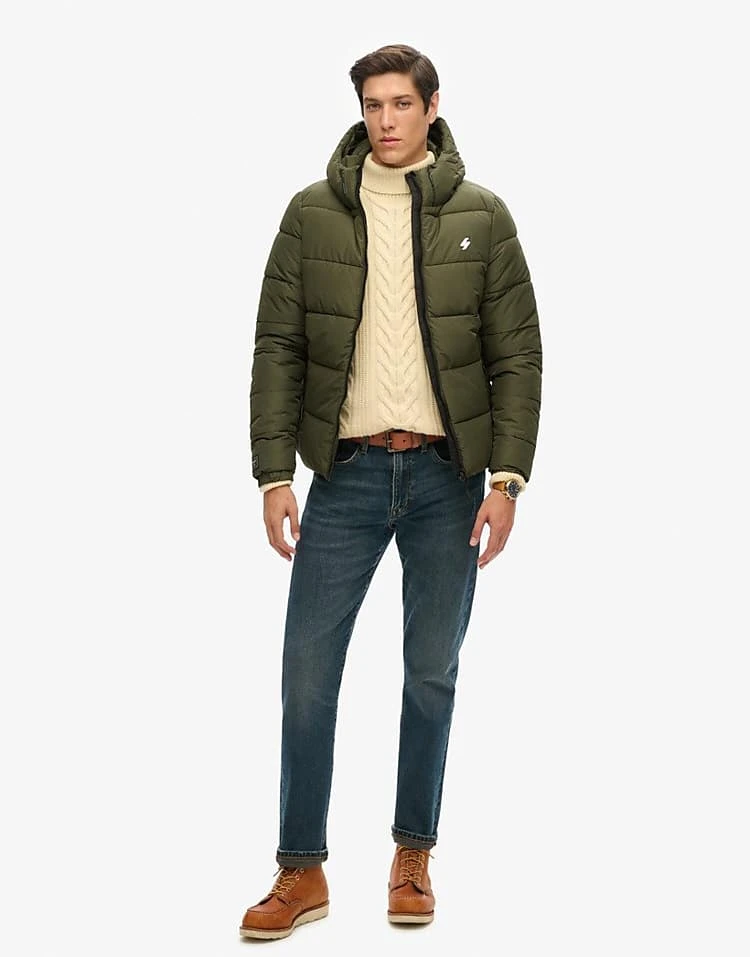 Superdry Sports Puffer Hooded Jacket In Dark Moss For Men 4 Superdry Sports Puffer Hooded Jacket In Dark Moss For Men - Image 2