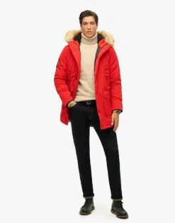 Superdry Everest Parka Coat In High Risk Red For Men -Mens Out Fit Deals 208279803 1 highriskred 1