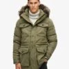 Superdry Chinook Faux Fur Parka Coat In Dusty Olive Green For Men -Mens Out Fit Deals 208279839 1 dustyolivegreen