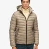 Superdry Hooded Fuji Padded Jacket In Deep Beige Slub For Men -Mens Out Fit Deals 208279857 1 deepbeigeslub