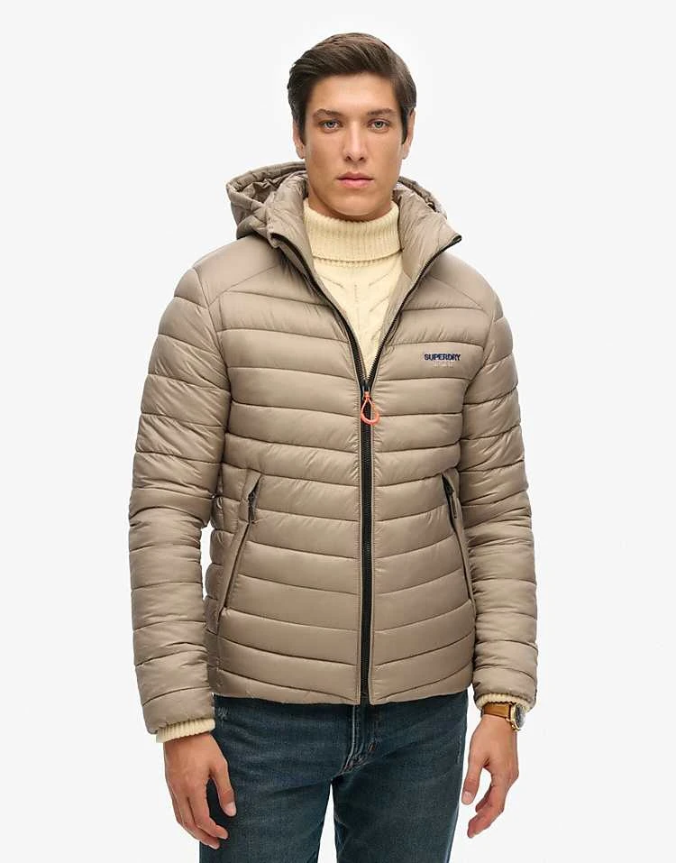 Superdry Hooded Fuji Padded Jacket In Deep Beige Slub For Men 3 Superdry Hooded Fuji Padded Jacket In Deep Beige Slub For Men