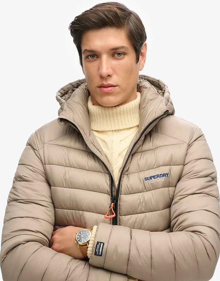 Superdry Hooded Fuji Padded Jacket In Deep Beige Slub For Men 4 Superdry Hooded Fuji Padded Jacket In Deep Beige Slub For Men - Image 2