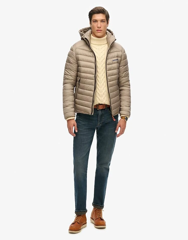 Superdry Hooded Fuji Padded Jacket In Deep Beige Slub For Men 5 Superdry Hooded Fuji Padded Jacket In Deep Beige Slub For Men - Image 3