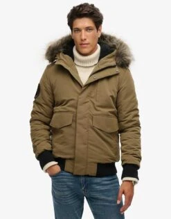 Superdry Hooded Everest Puffer Bomber Jacket In Military Olive For Men -Mens Out Fit Deals 208279928 1 militaryolive 1