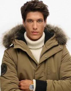 Superdry Hooded Everest Puffer Bomber Jacket In Military Olive For Men -Mens Out Fit Deals 208279928 2
