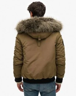 Superdry Hooded Everest Puffer Bomber Jacket In Military Olive For Men -Mens Out Fit Deals 208279928 3