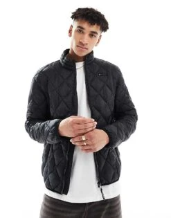 Superdry Diamond Quilt Fuji Lite Jacket In Jet Black For Men