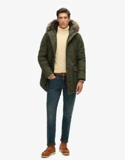 Superdry Everest Parka Coat In Army Khaki For Men -Mens Out Fit Deals 208280427 2