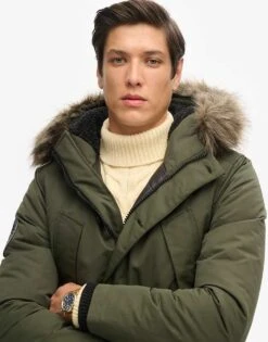 Superdry Everest Parka Coat In Army Khaki For Men -Mens Out Fit Deals 208280427 3