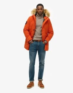 Superdry Hooded Everest Faux Fur Parka In Pureed Pumpkin For Men -Mens Out Fit Deals 208280785 2