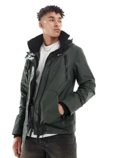 Superdry Hooded Mountain Windbreaker Jacket In Surplus Goods Olive Green For Men
