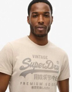 Superdry Classic Heritage T-shirt In Lavin Beige Marl For Men