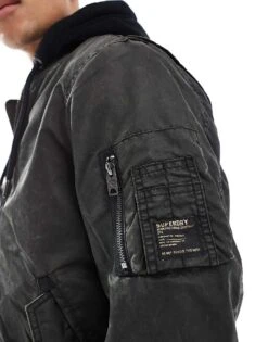 Superdry Military Ma1 Bomber Jacket In Washed Dark Green For Men -Mens Out Fit Deals 208281122 3