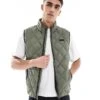 Superdry Diamond Quilt Fuji Lite Gilet In Dusty Olive Green For Men