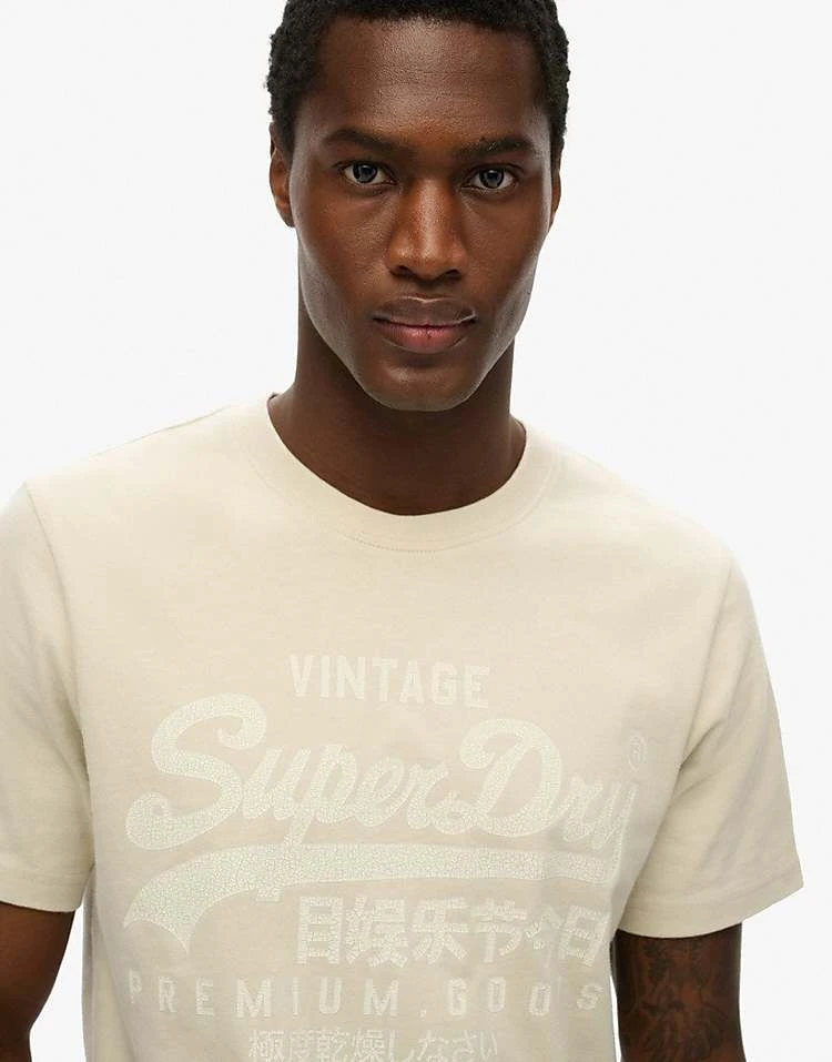 Superdry Vintage Logo Tonal T-shirt In Light Stone For Men 4 Superdry Vintage Logo Tonal T-shirt In Light Stone For Men - Image 3