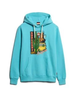 Superdry Travel Postcard Graphic Hoodie In Maui Blue For Men -Mens Out Fit Deals 208286628 1 mauiblue 1